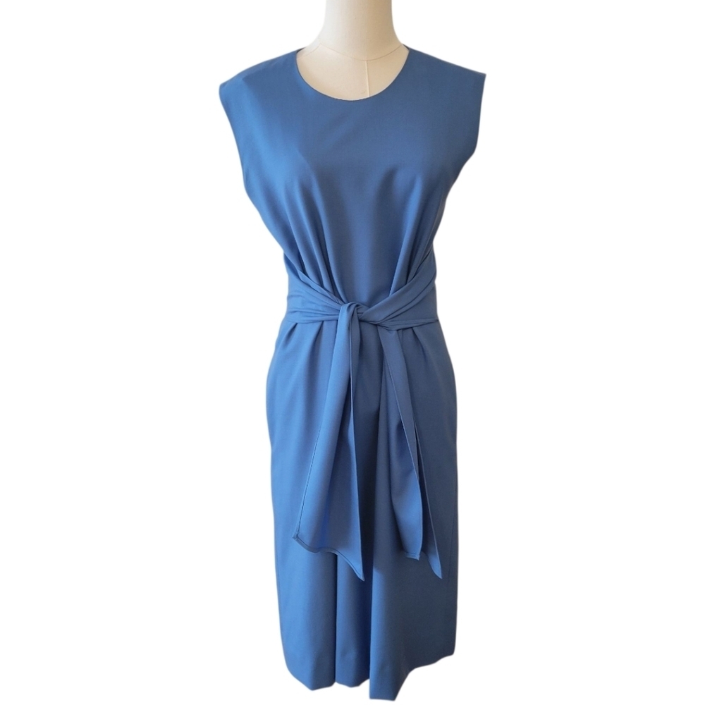 J. Crew Blue Lightweight Wool‎ Sleeveless Tie Dress Size 2